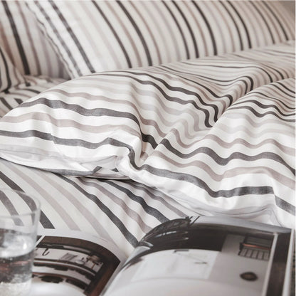Elegante Interlock Jersey Bettwäsche Waterstripe 3613-7 natur 135x200