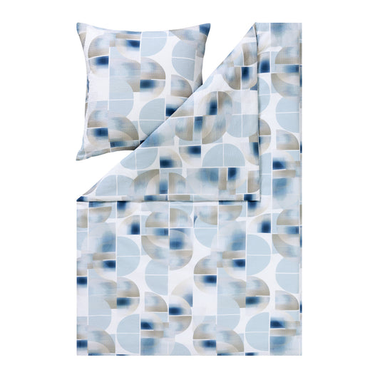 Estella Seersucker Bettwäsche Simon 3614-051 Geometrisch Blau 155x220