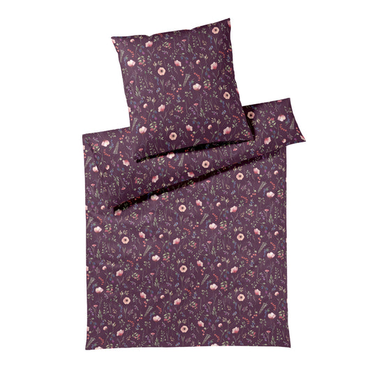 Elegante Interlock Jersey Bettwäsche Sorbet 3614-1 Blume Beere 135x200
