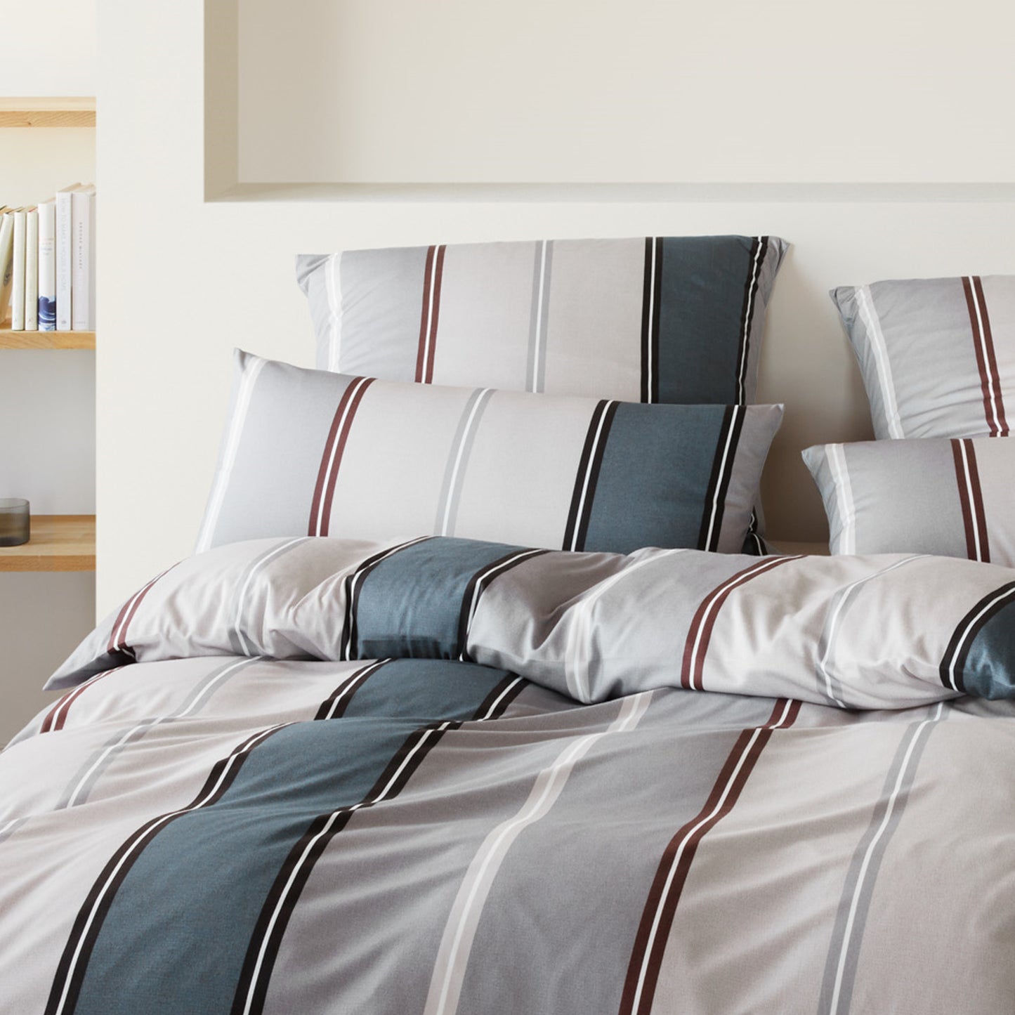 Elegante Interlock Jersey Bettwäsche Queens 3628-2 rauchblau 135x200