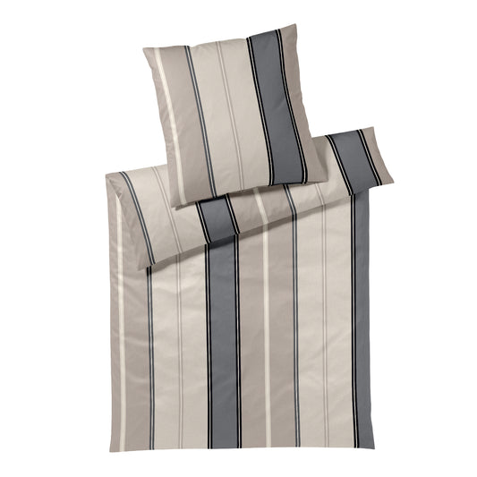 Bettwäsche Jersey Queens Kiesel mit Streifenmuster 135 x 200 cm