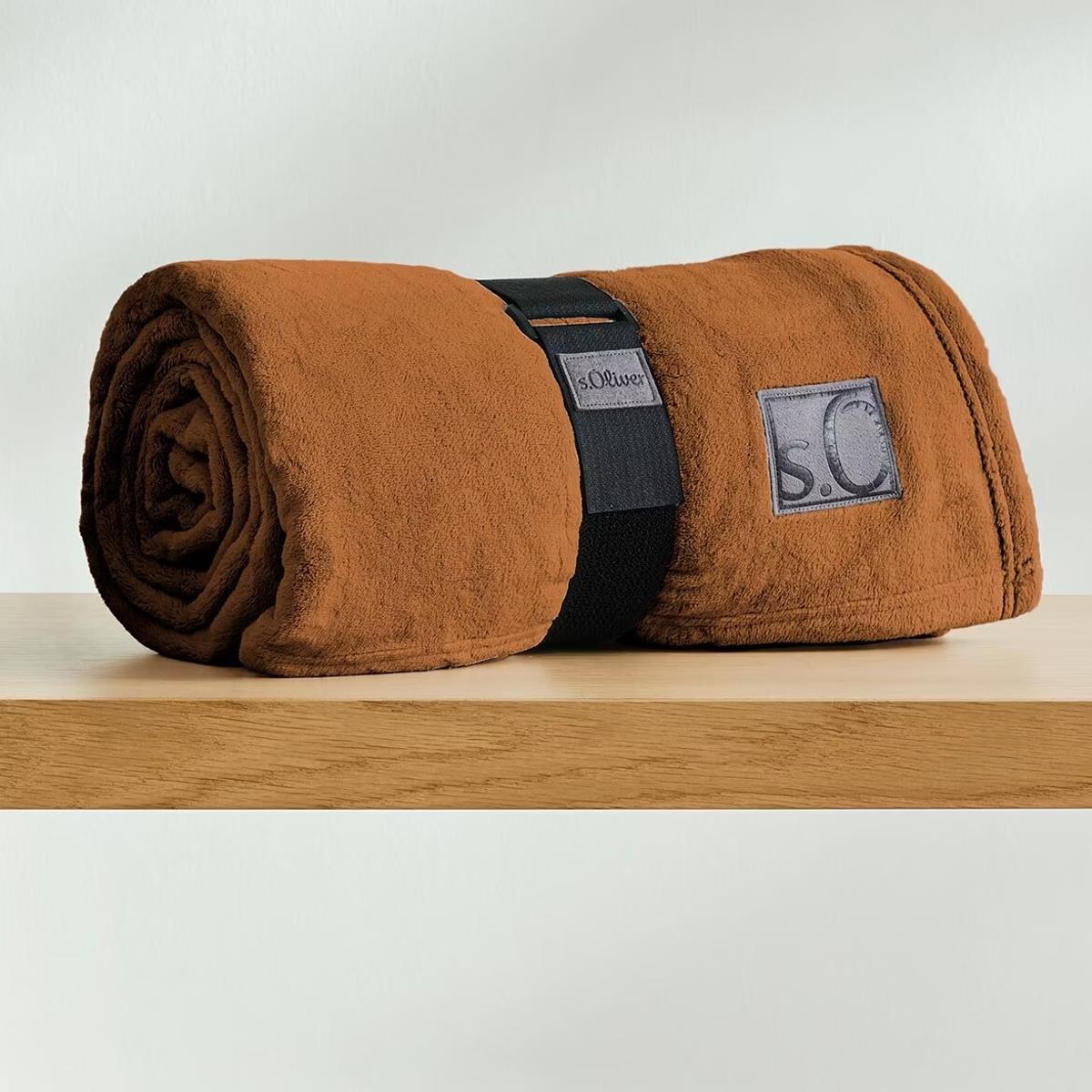 S.Oliver Wohndecke Kuscheldecke Kuschelsoft 3638-230 Cognac 150x200