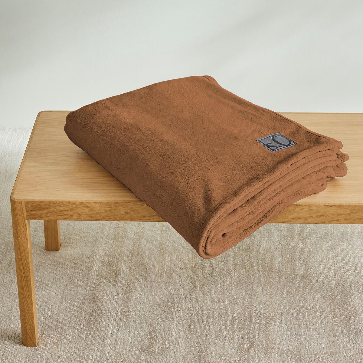 S.Oliver Wohndecke Kuscheldecke Kuschelsoft 3638-230 Cognac 150x200