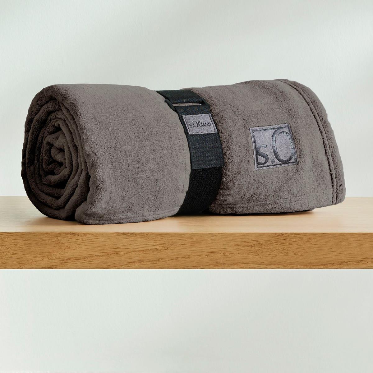 S.Oliver Wohndecke Kuscheldecke Kuschelsoft 3638-380 D. Taupe 150x200