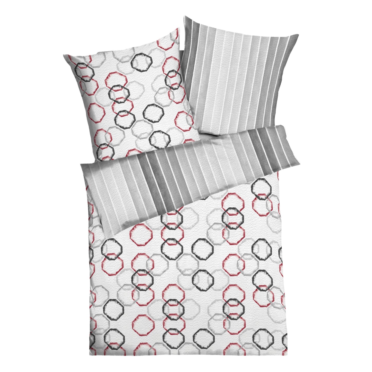 Bettwäsche Kaeppel Seersucker 372-19 Movement geometrisch grau 135x200