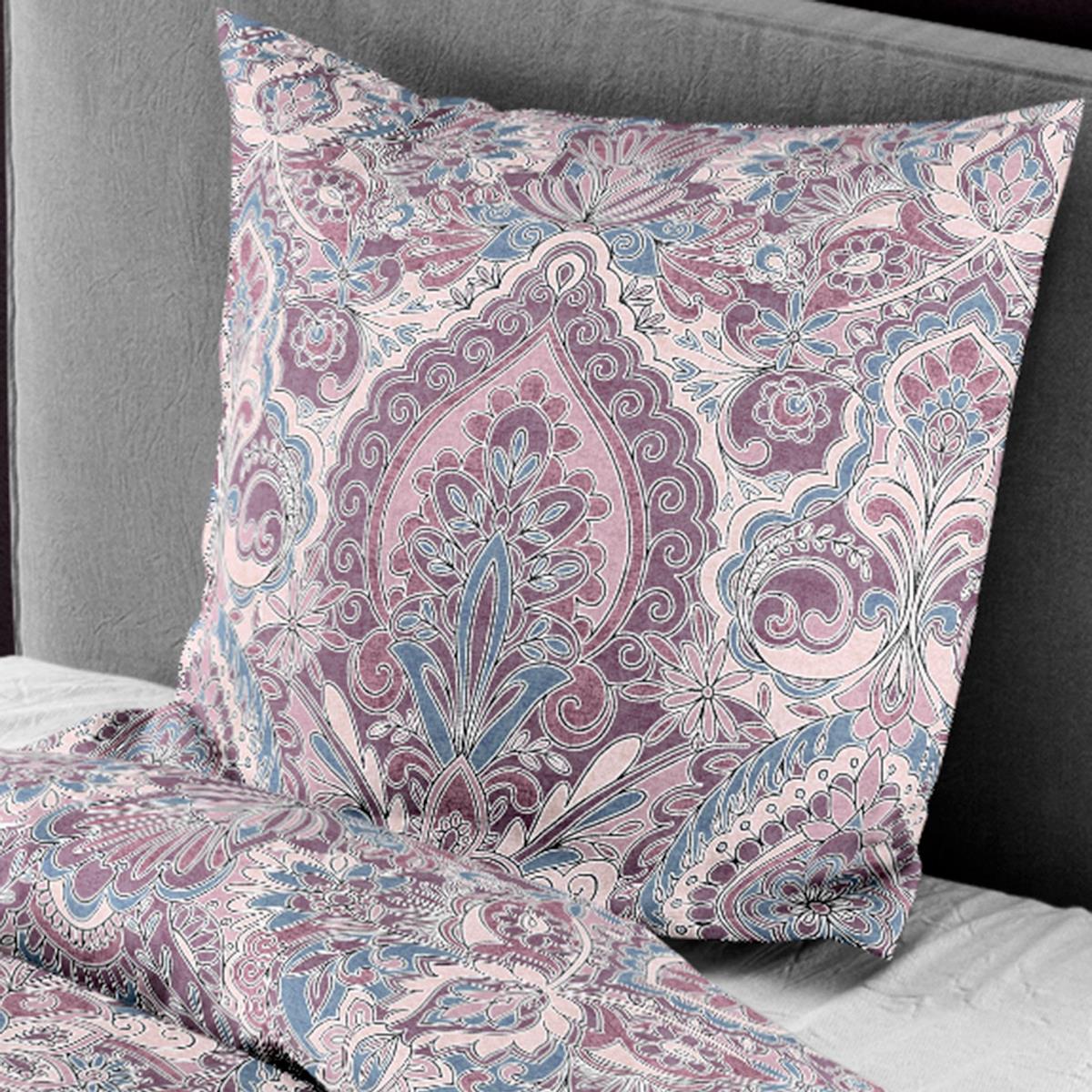 Bettwäsche Bierbaum Biber 3846-70 Ornamente Beere Rosa Blau 135x200