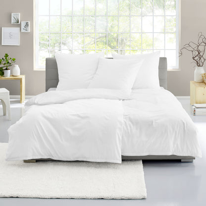 4 tlg. Bettwäsche Mako Satin Bierbaum 3899-10 weiß unifarben 135x200