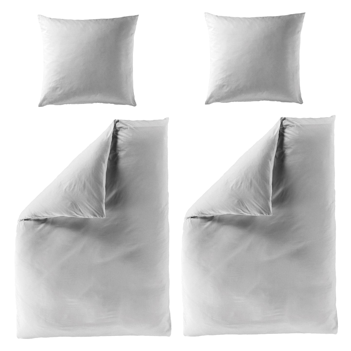 4 tlg. Bettwäsche Mako Satin Bierbaum 3899-11 silber unifarben 135x200