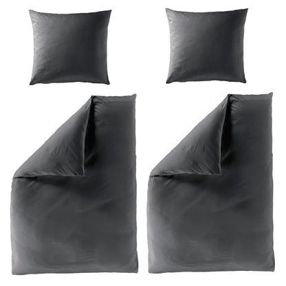 4 tlg. Bettwäsche Mako Satin Bierbaum 3899-12 grafit unifarben 135x200
