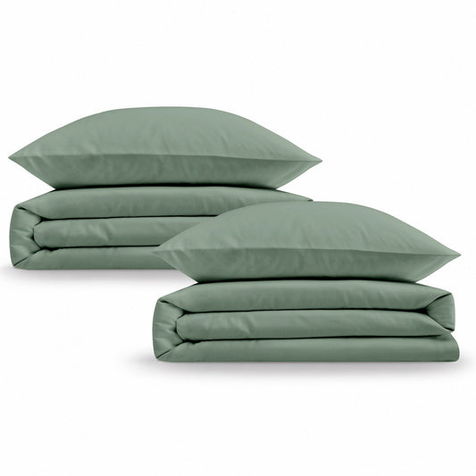 4 tlg. Bettwäsche Mako Satin Bierbaum 3899-30 salbei unifarben 135x200
