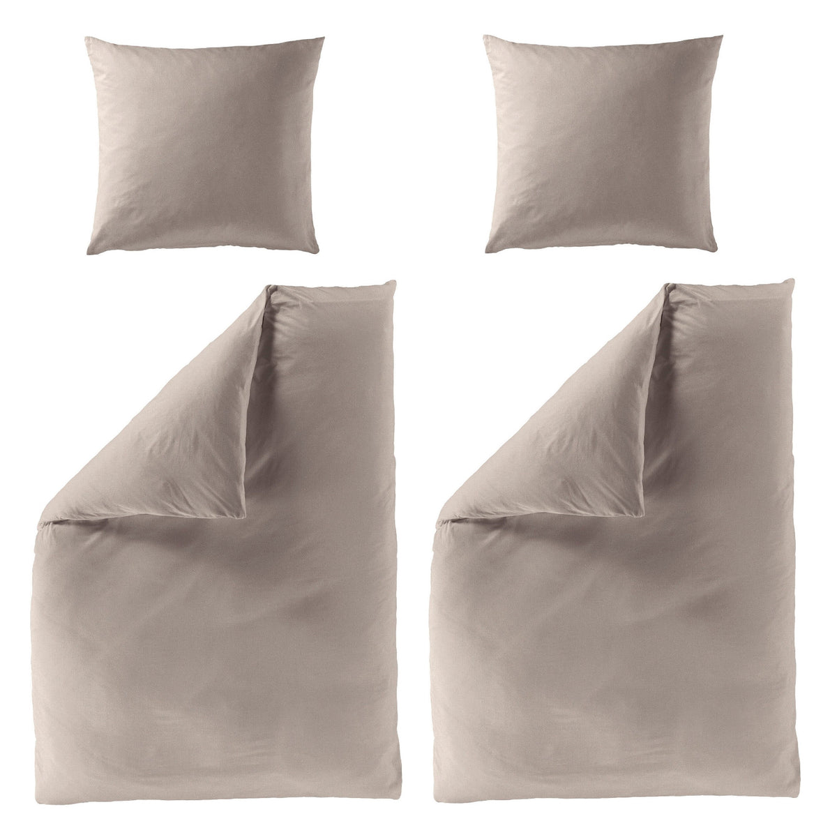 4 tlg. Bettwäsche Mako Satin Bierbaum 3899-81 taupe unifarben 135x200