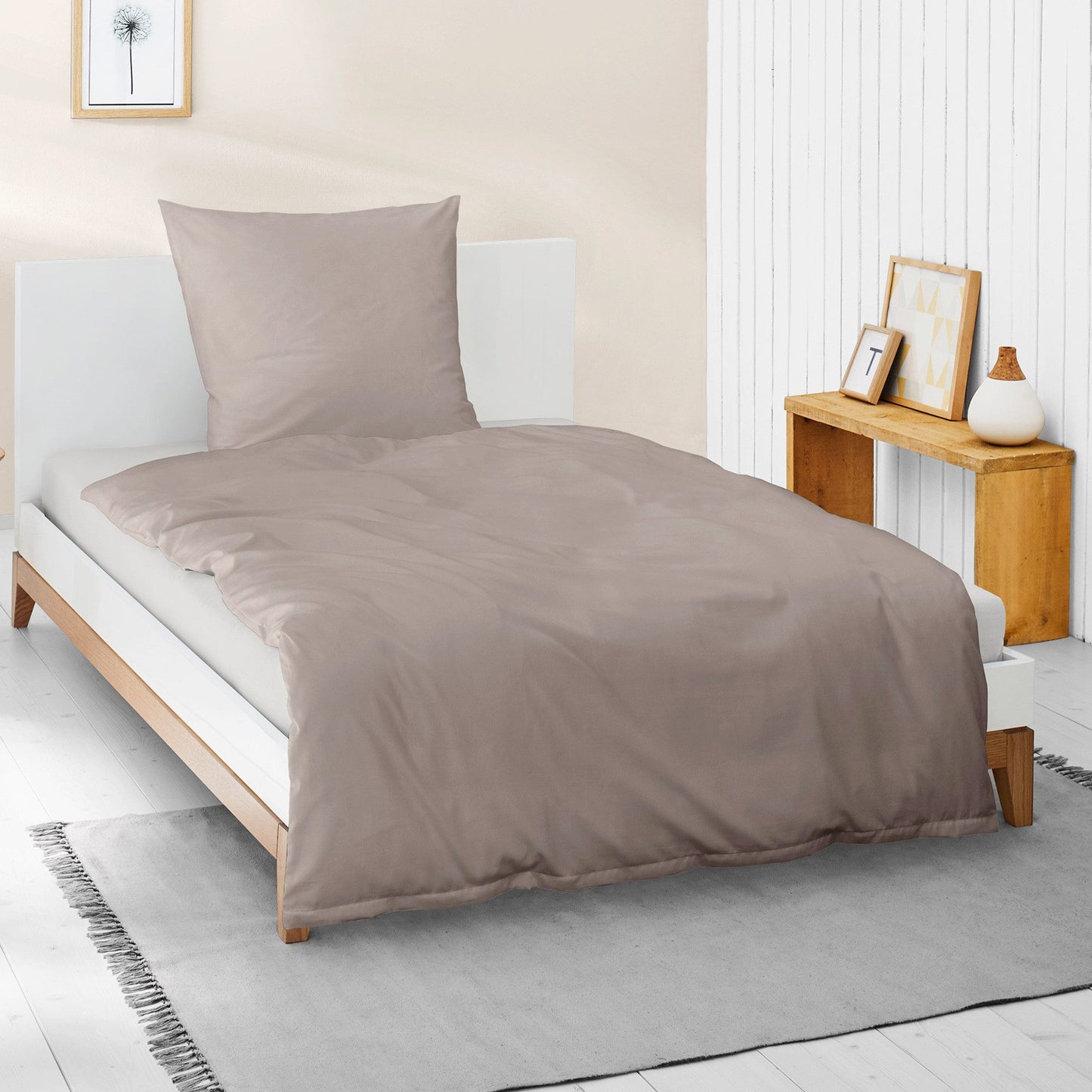 Bettwäsche Bierbaum Mako Satin 3899-81 taupe unifarben