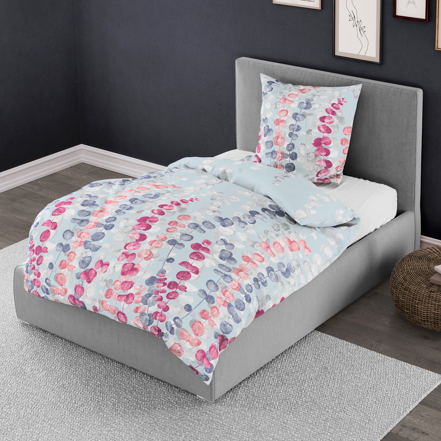 Bettwäsche Bierbaum Mako Satin 3975-90 pastel lila Blätter 135x200