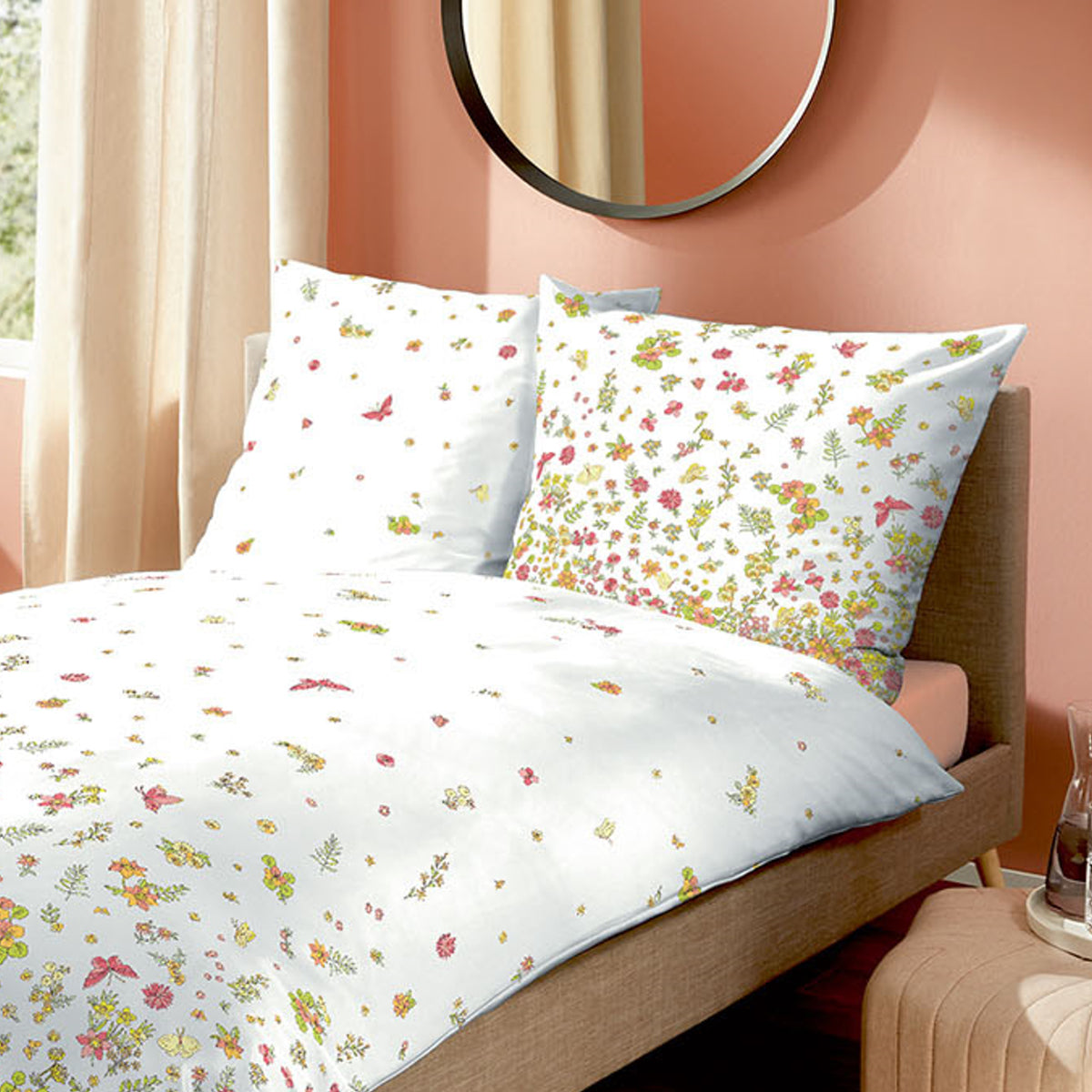 Bettwäsche Kaeppel Satin 401-73 Annabell Blumen Schmetterling 135x200