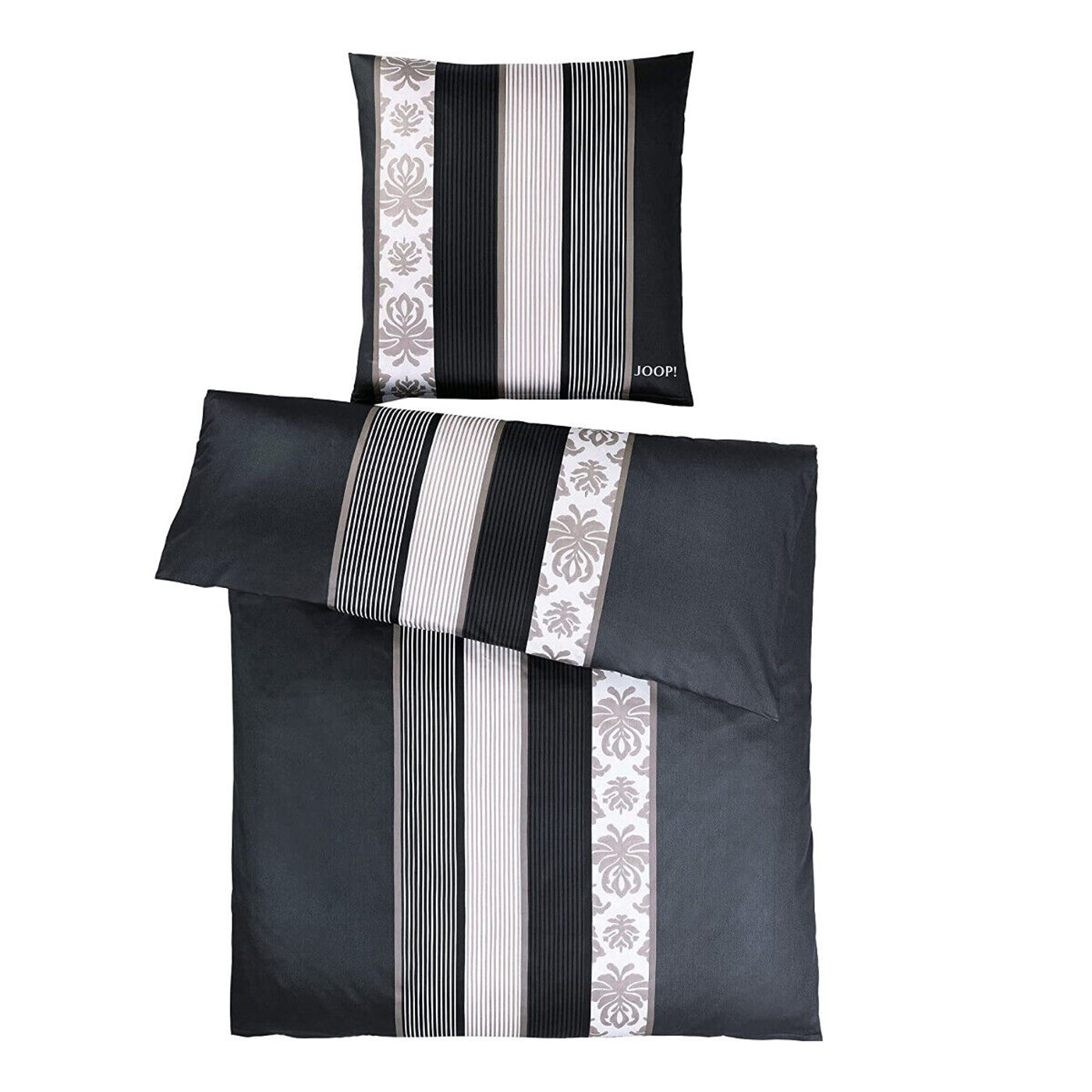 JOOP! Comfort Satin Bettwäsche Ornament Stripes 4022-9 schwarz 155x220