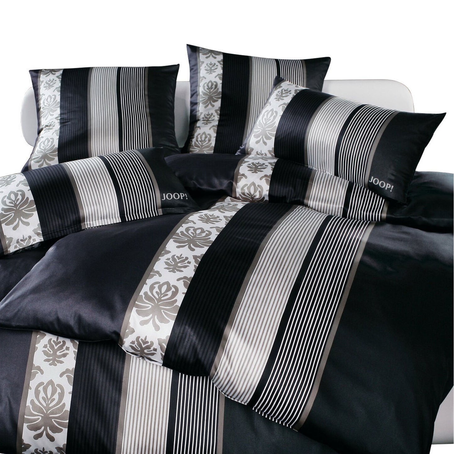 4 tlg JOOP! Satin Bettwäsche Ornament Stripes 4022-9 schwarz 135x200