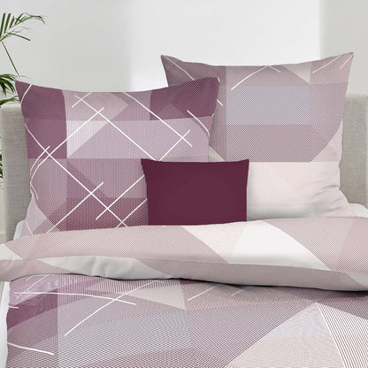Bettwäsche Kaeppel Biber 403-522 Linear geometrisch bordeaux 135x200
