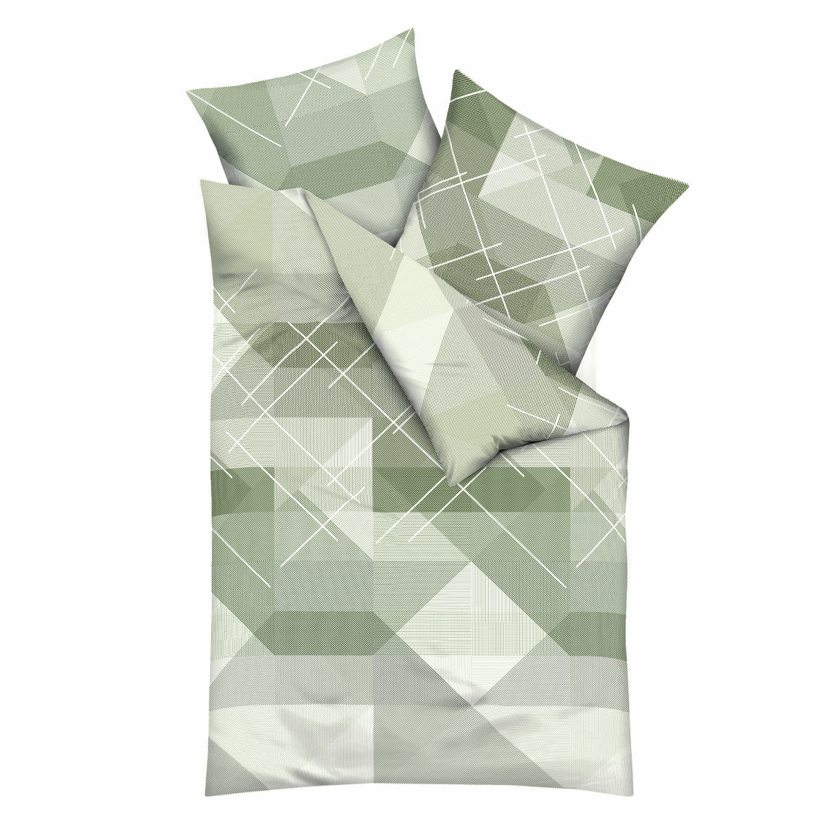 Bettwäsche Kaeppel Biber 403-533 Linear geometrisch oliv grün 135x200