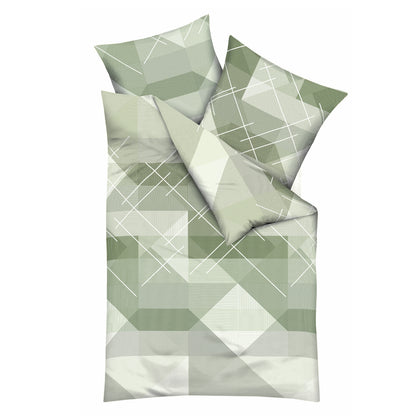 Bettwäsche Kaeppel Biber 403-533 Linear geometrisch oliv grün 135x200