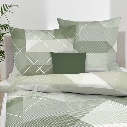 Bettwäsche Kaeppel Biber 403-533 Linear geometrisch oliv grün 135x200
