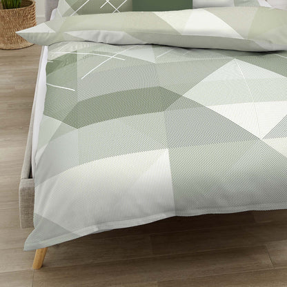 Bettwäsche Kaeppel Biber 403-533 Linear geometrisch oliv grün 135x200