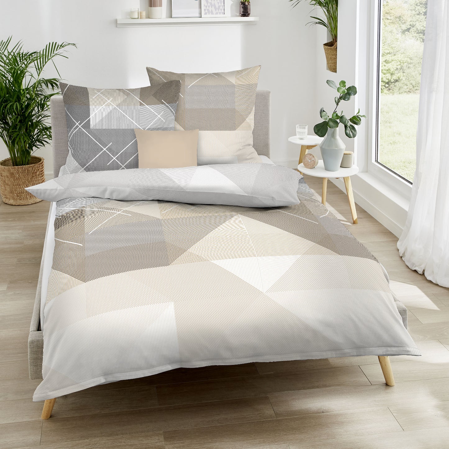 Bettwäsche Kaeppel Satin 403-86 Linear geometrisch cappuccino