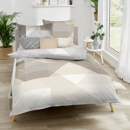 Bettwäsche Kaeppel Satin 403-86 Linear geometrisch cappuccino