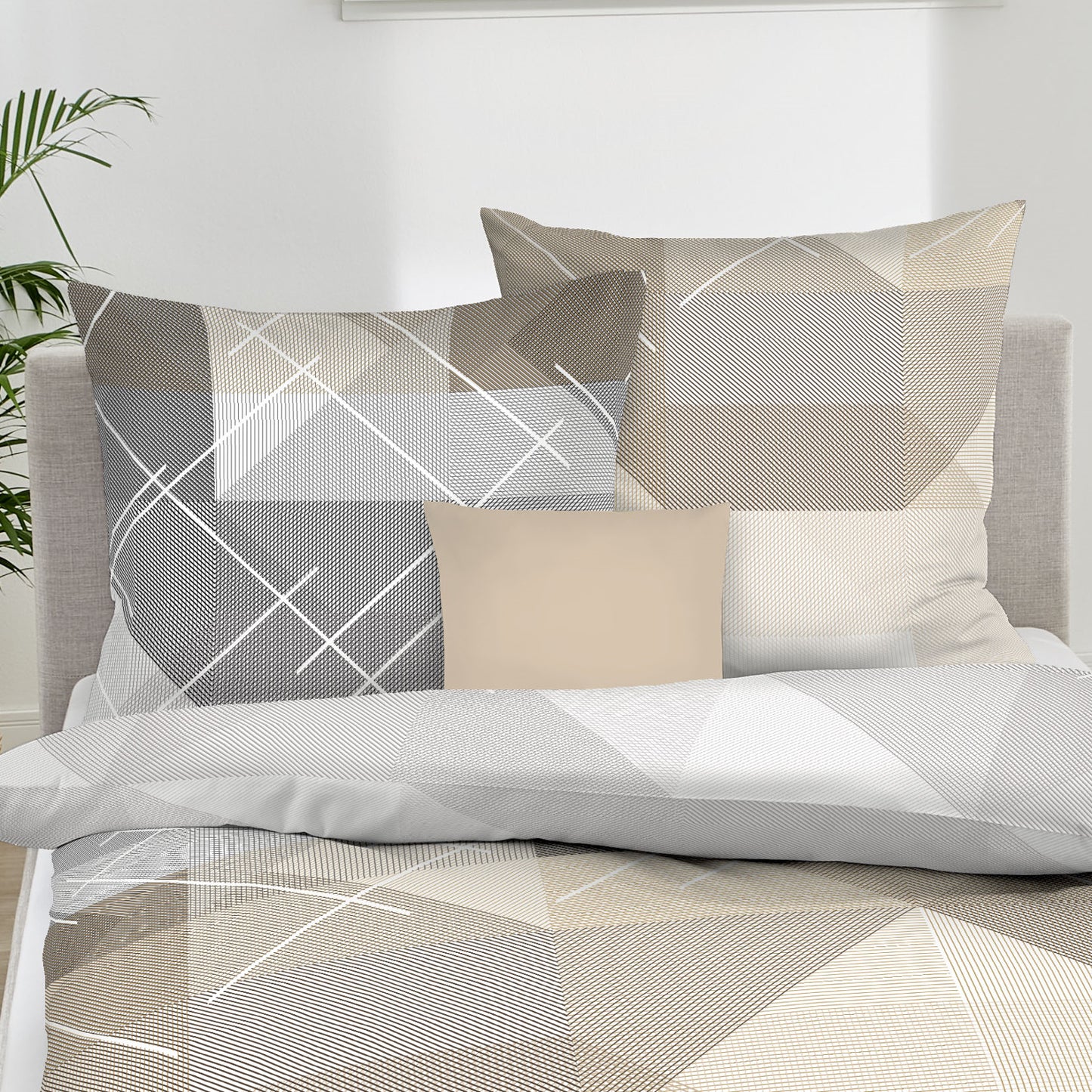 Bettwäsche Kaeppel Satin 403-86 Linear geometrisch cappuccino