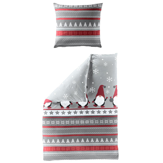 Bettwäsche Bierbaum Biber 4051-60 Wichtel Schneeflocke Grau 135x200