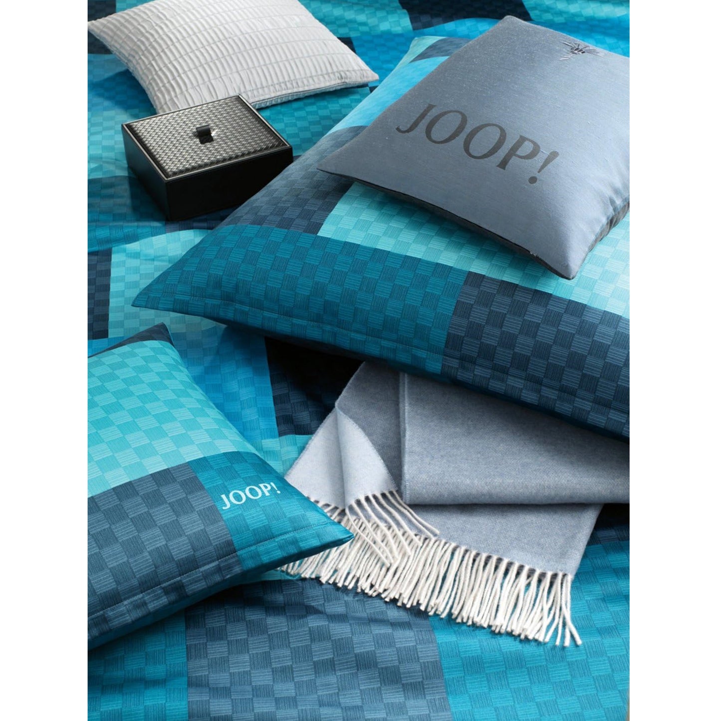 JOOP! Comfort Satin Bettwäsche Chessboard 4060-4 Lagune Mint 135x200