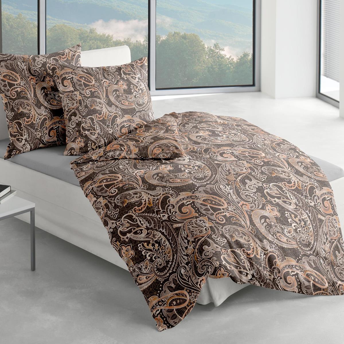 Bettwäsche Bierbaum Biber 4065-80 Paisley Braun Natur Kupfer 135x200