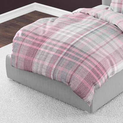 Bettwäsche Bierbaum Biber 4069-60 Kariert Rosa Grau 135x200
