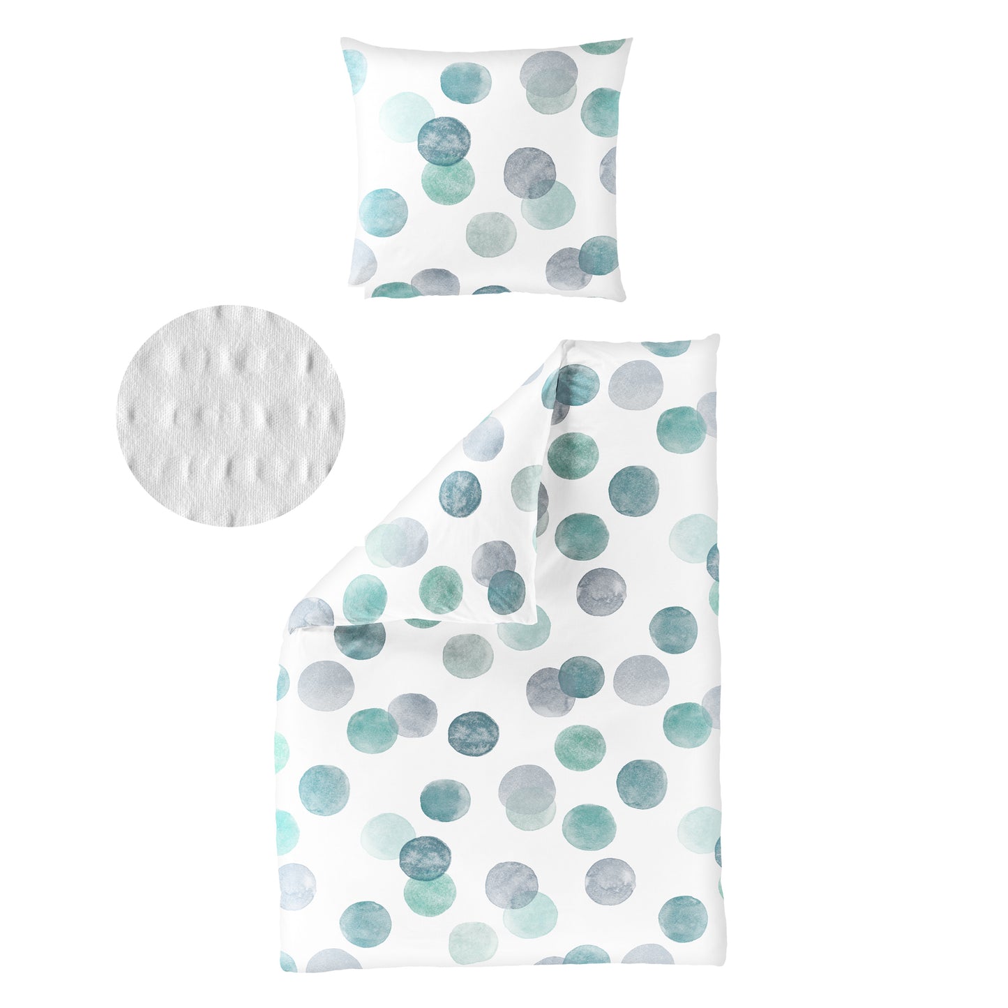 Bettwäsche Bierbaum Seersucker 4072-30 grün Kreise Dots 135x200