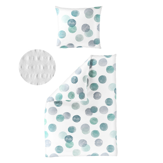 Bettwäsche Bierbaum Seersucker 4072-30 grün Kreise Dots 135x200