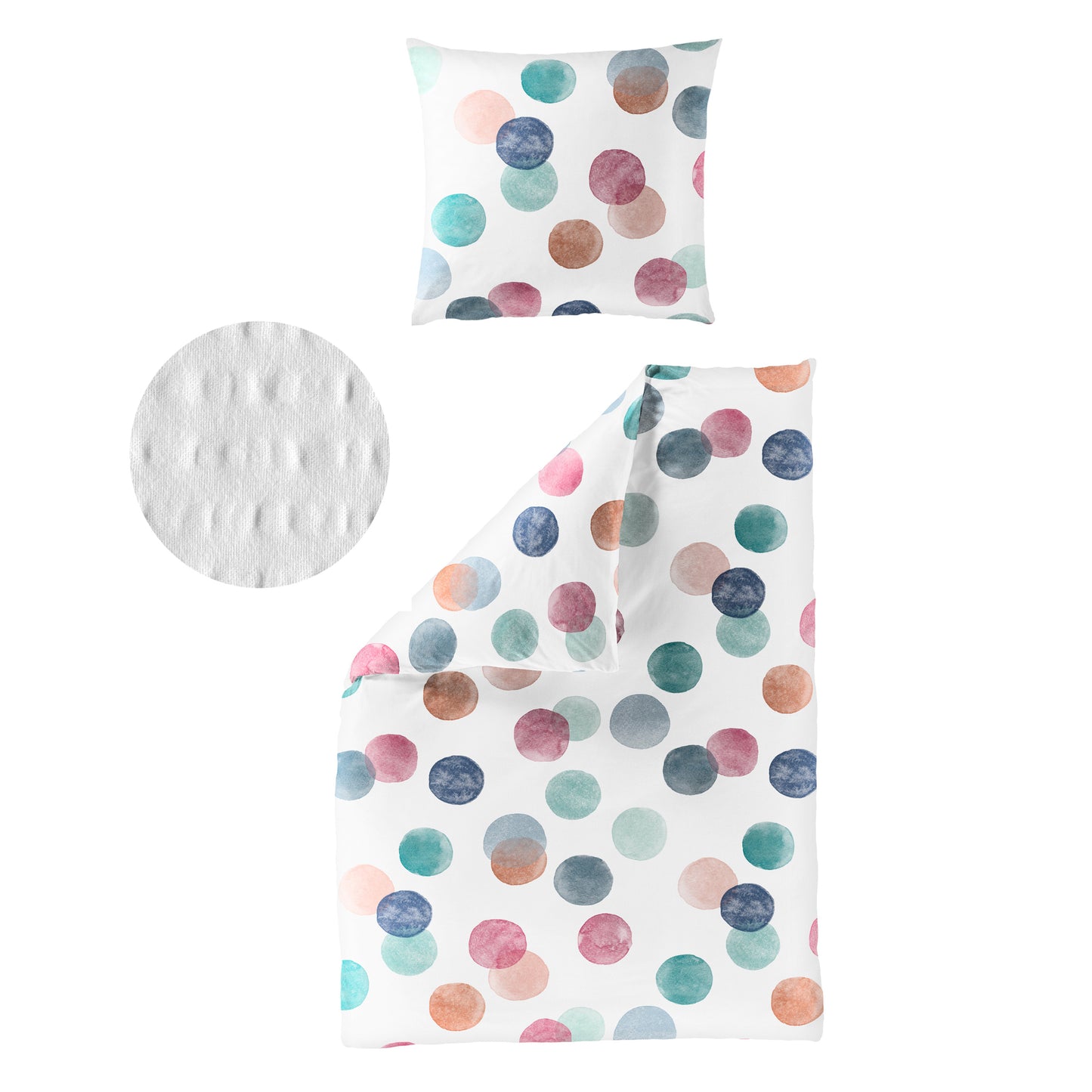 Bettwäsche Bierbaum Seersucker 4072-90 bunt Kreise Dots 135x200