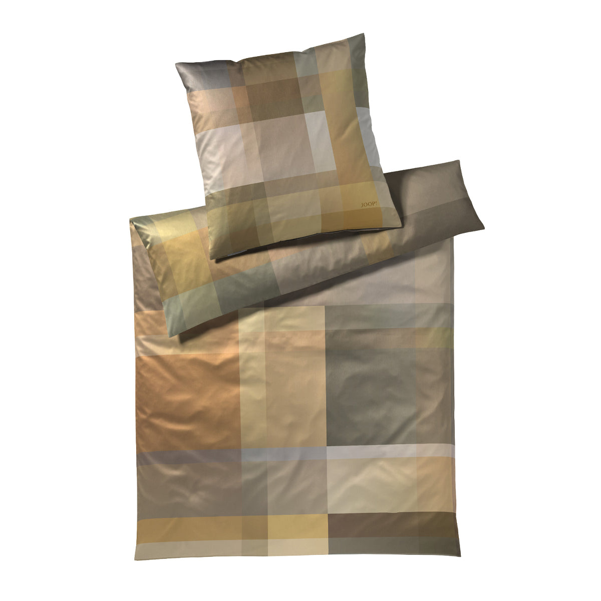 JOOP! Comfort Satin Bettwäsche Glow 4080-3 senf natur Kariert 135x200