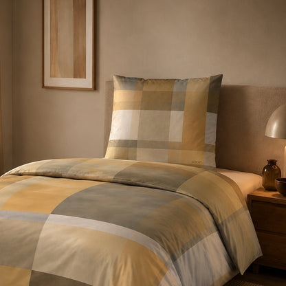 JOOP! Comfort Satin Bettwäsche Glow 4080-3 senf natur Kariert 135x200