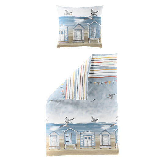 Bettwäsche Bierbaum Seersucker 4083-20 Strandhaus Maritim blau 135x200