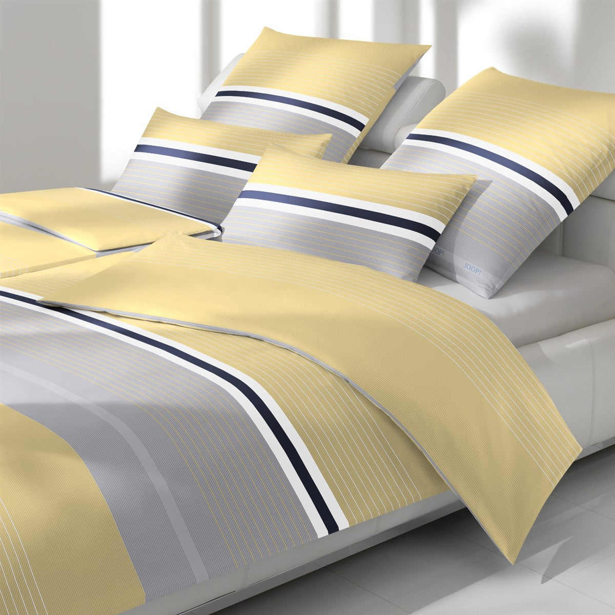 JOOP! Comfort Satin Bettwäsche Fit 4091-3 Lemon Gelb Grau 135x200