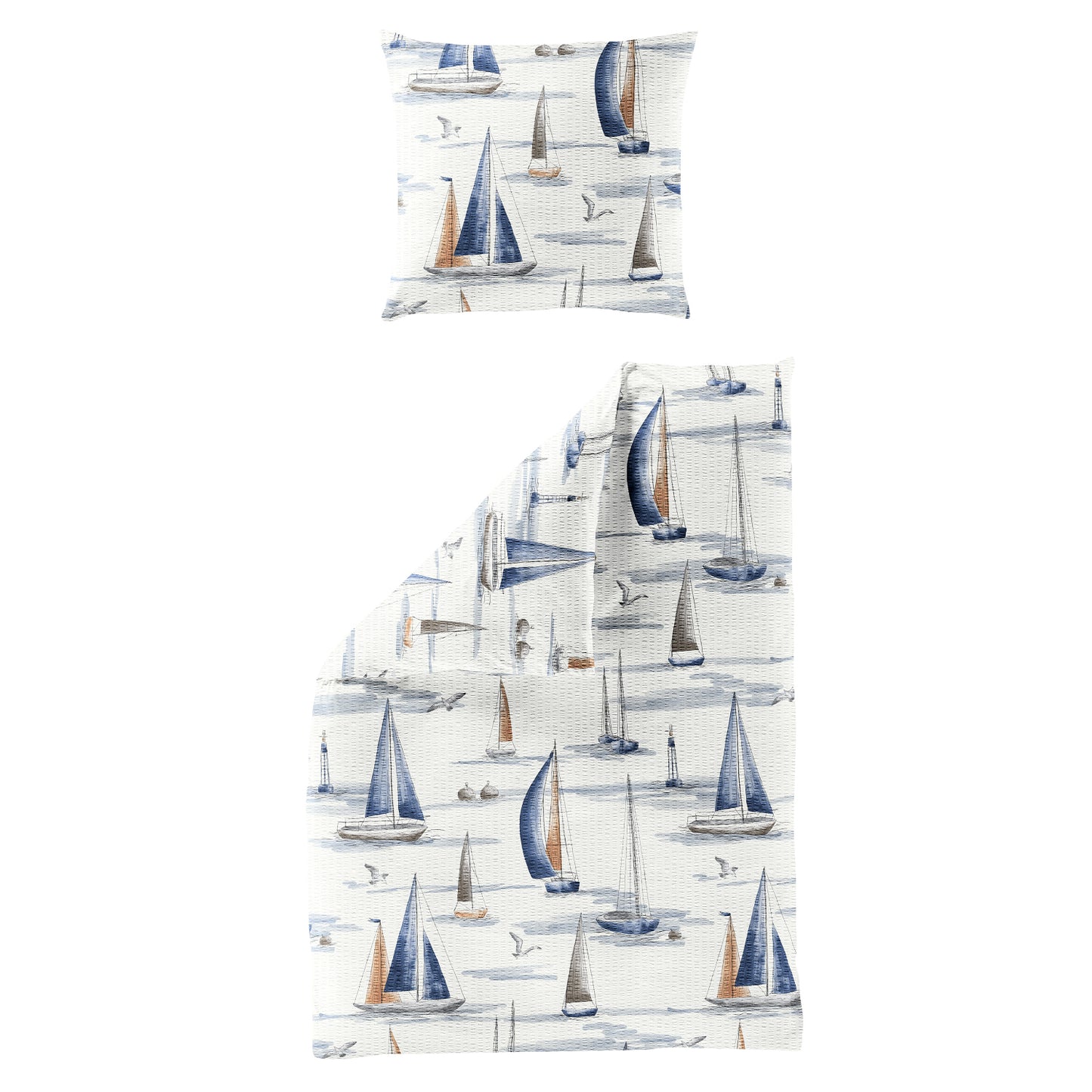 Bettwäsche Bierbaum Seersucker 4102-20 Segelboot Maritim blau 135x200