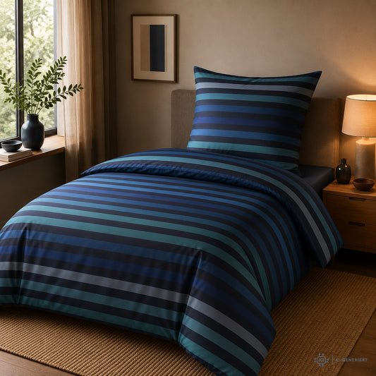 JOOP! Comfort Satin Bettwäsche Tone 4103-2 ocean blau Streifen 135x200