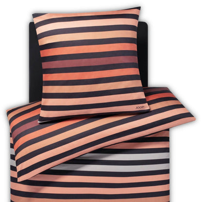 Bettwäsche Mako Satin Tone Kupfer mit Streifenmuster 135 x 200 cm