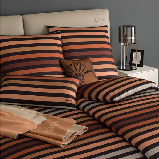 Bettwäsche Mako Satin Tone Kupfer mit Streifenmuster 135 x 200 cm