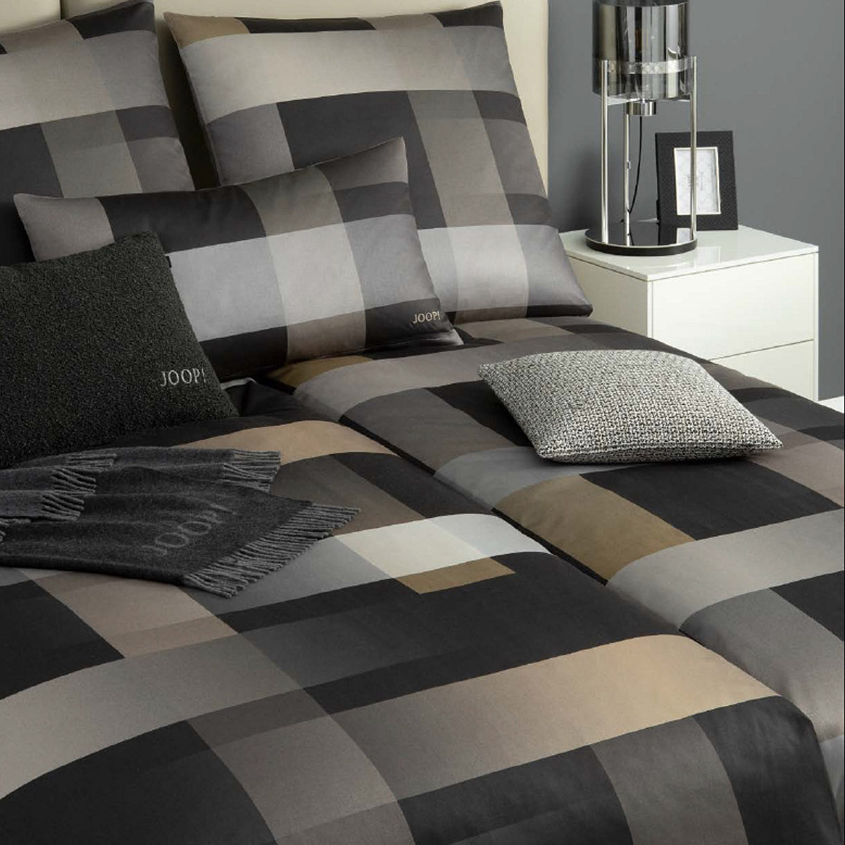 JOOP! Mako Satin Bettwäsche Woven 4108-9 Ebony Streifen 135x200