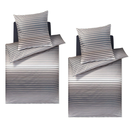 Bettwäsche Mako Satin Shutter Puder mit Streifenmuster 4-teilig 135 x 200 cm