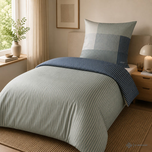 JOOP! Comfort Satin Bettwäsche Divided 4113-4 salbei Streifen 135x200