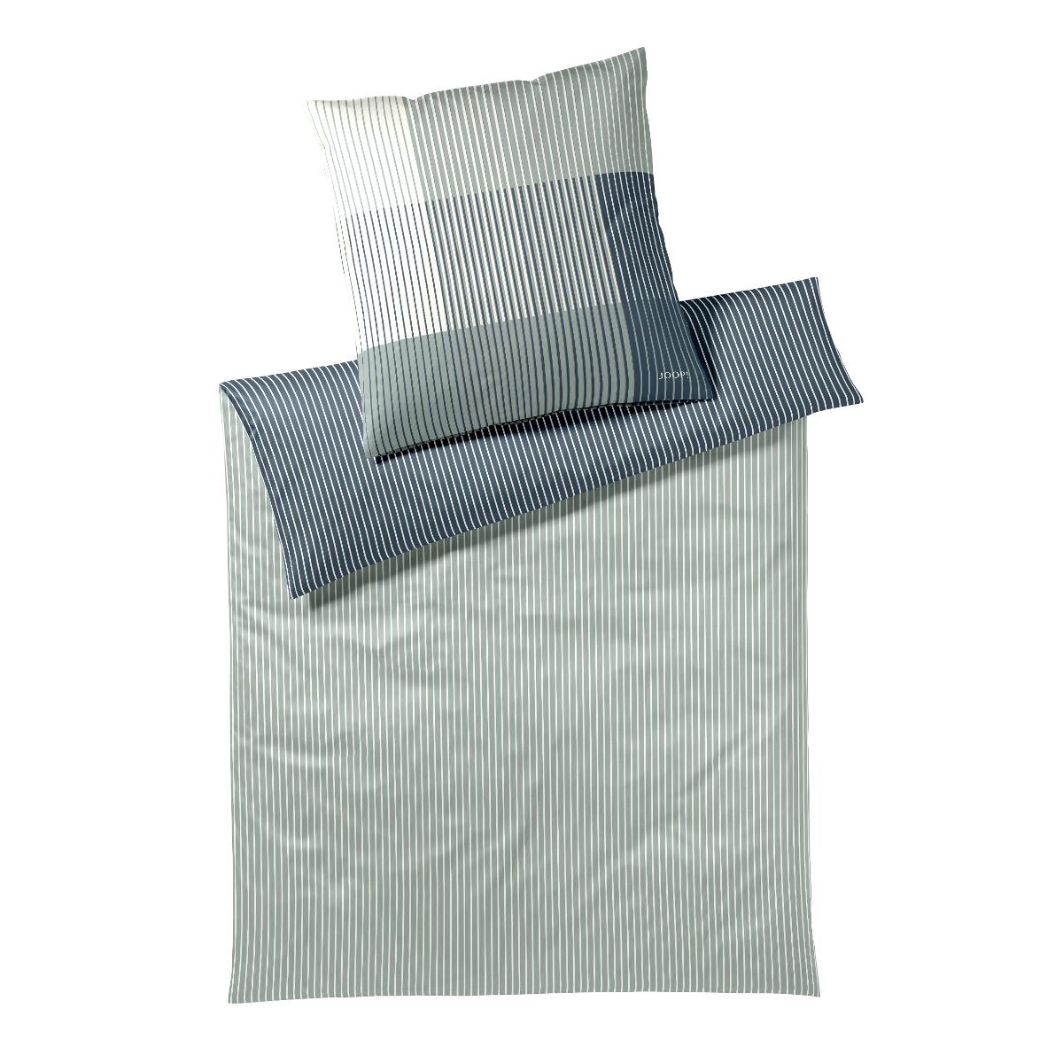 Bettwäsche Mako Satin Divided Salbei mit Streifenmuster 135 x 200 cm