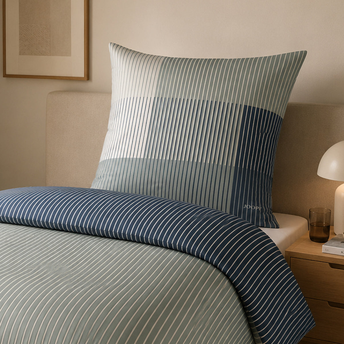 JOOP! Comfort Satin Bettwäsche Divided 4113-4 salbei Streifen 135x200