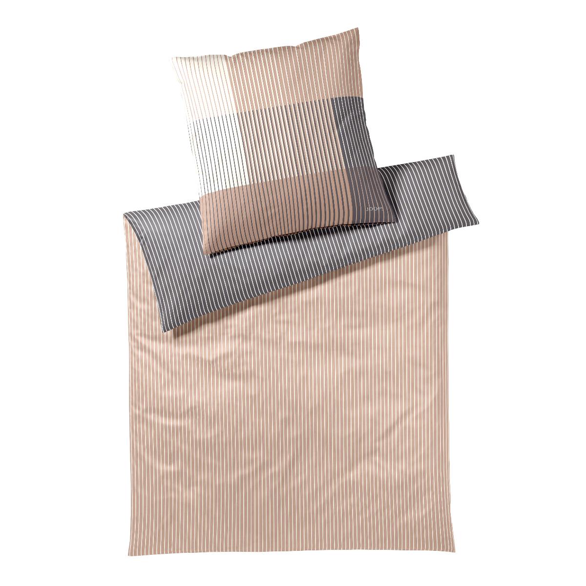 Bettwäsche Mako Satin Divided Natur mit Streifenmuster 135 x 200 cm