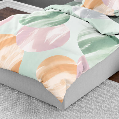 Bettwäsche Bierbaum Mako Satin 4113-30 Kreise lind rosa orange 135x200